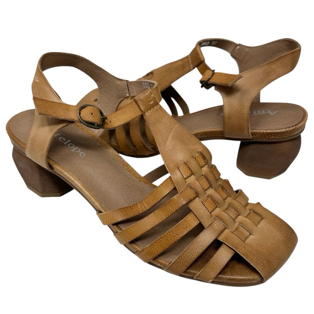 Antelope Leather Strappy Heeled Sandals Aren Taupe 37 6- 6.5